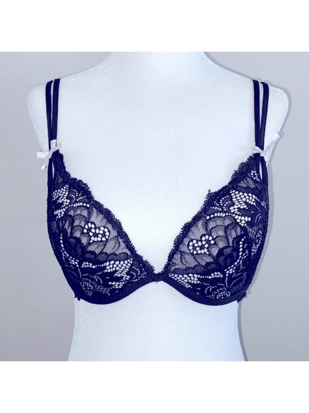 Black lace push up bra